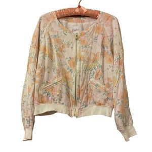 Pink Peach Floral Jacket GrandmaCore XL